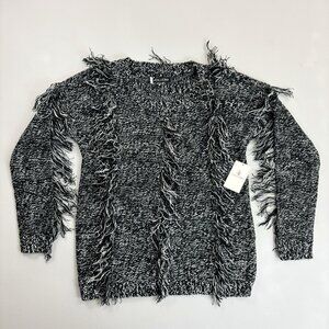 VOLCOM Treasure This Boyfriend Sweater NWT $65 Small Marled Fringe
